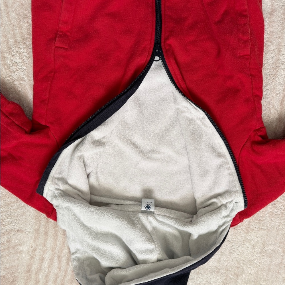 Petit Bateau Kids Red and Navy Zip-Up Hoodie - Picture 7 of 7